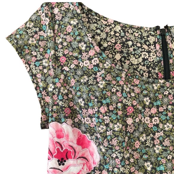 EShakti Fit & Flare Dress Floral Print Dress Size XL 16 - Picture 2 of 3